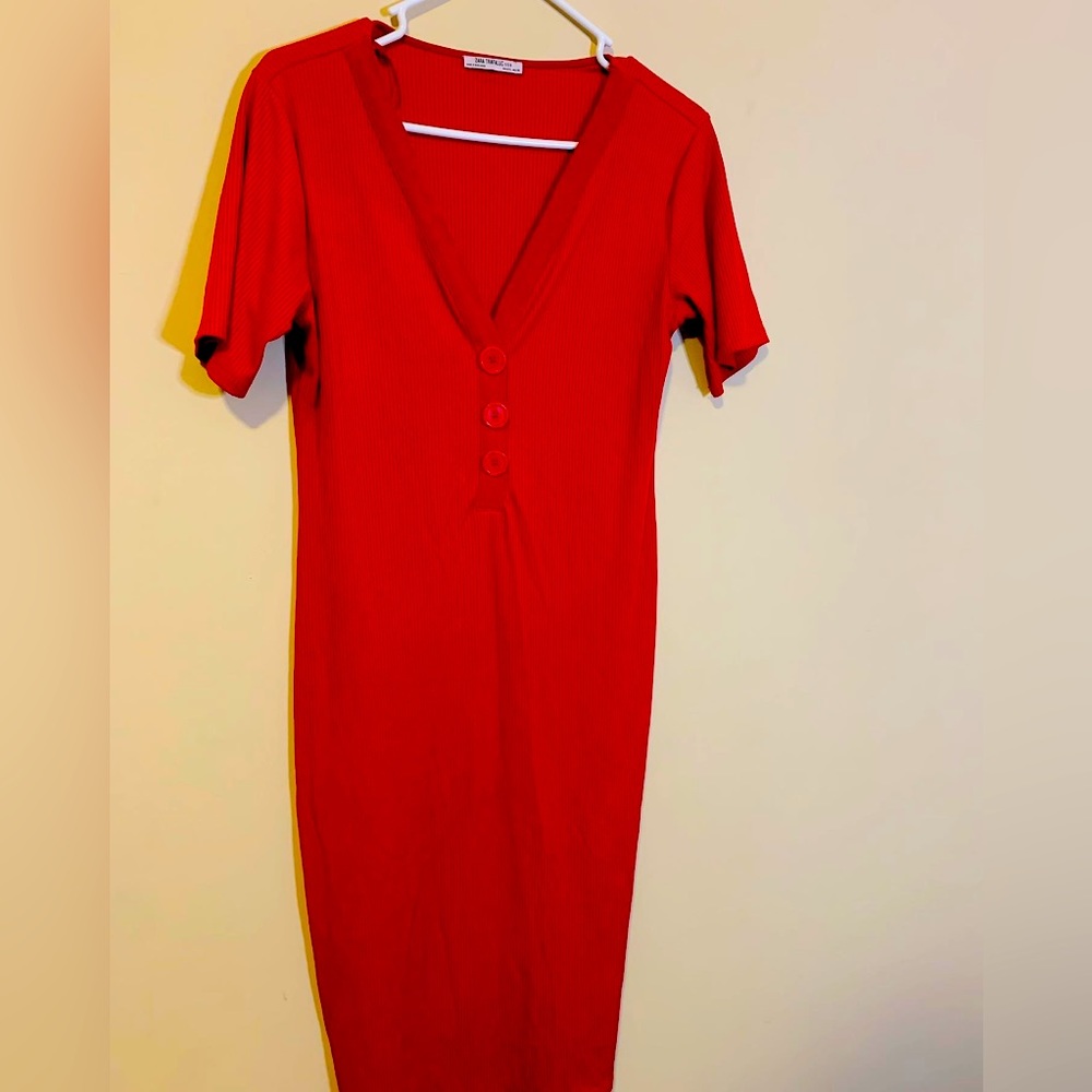 Lg Red Dress from Zara with 3 buttons
